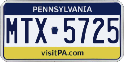 PA license plate MTX5725