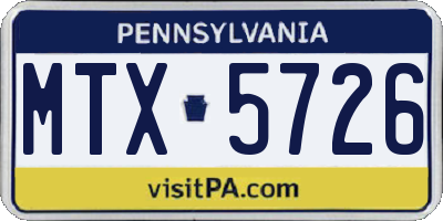 PA license plate MTX5726