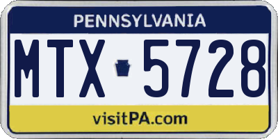 PA license plate MTX5728
