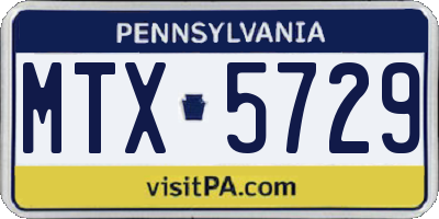 PA license plate MTX5729