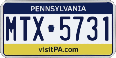PA license plate MTX5731