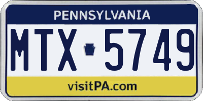 PA license plate MTX5749