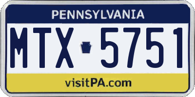 PA license plate MTX5751