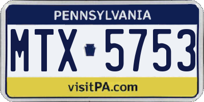 PA license plate MTX5753