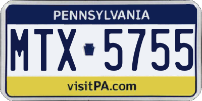 PA license plate MTX5755