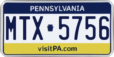 PA license plate MTX5756