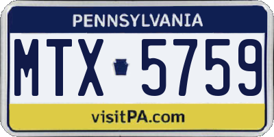 PA license plate MTX5759