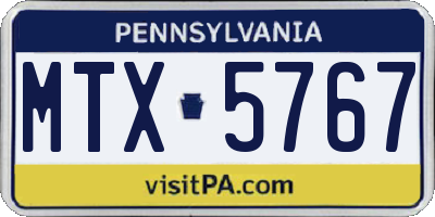 PA license plate MTX5767
