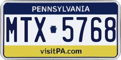 PA license plate MTX5768