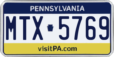 PA license plate MTX5769