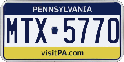 PA license plate MTX5770