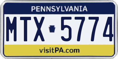 PA license plate MTX5774
