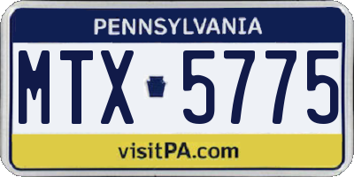 PA license plate MTX5775