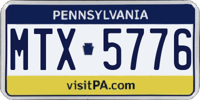 PA license plate MTX5776
