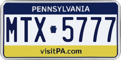 PA license plate MTX5777