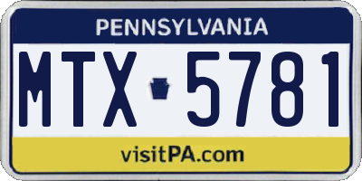 PA license plate MTX5781