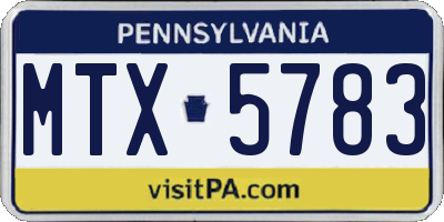 PA license plate MTX5783