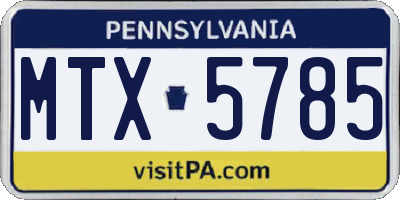 PA license plate MTX5785