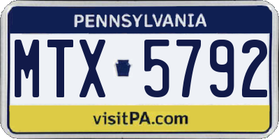 PA license plate MTX5792