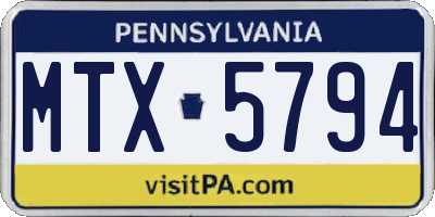 PA license plate MTX5794
