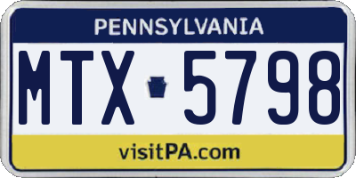 PA license plate MTX5798
