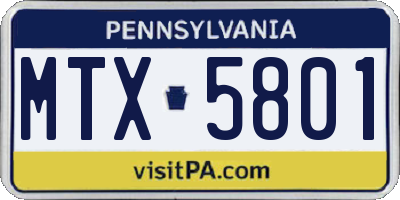 PA license plate MTX5801