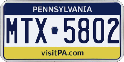 PA license plate MTX5802
