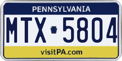 PA license plate MTX5804