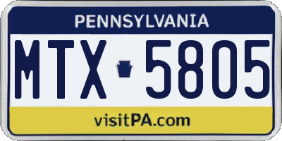 PA license plate MTX5805