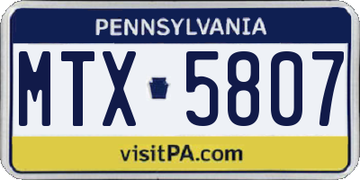 PA license plate MTX5807