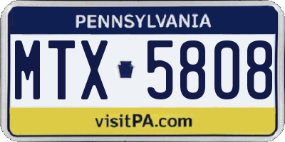 PA license plate MTX5808