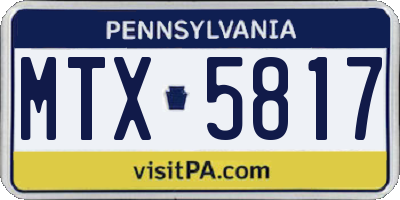 PA license plate MTX5817