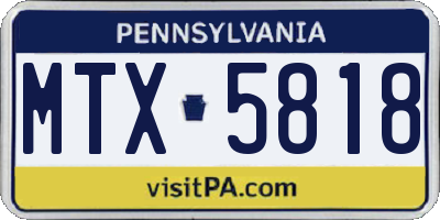 PA license plate MTX5818