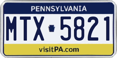PA license plate MTX5821