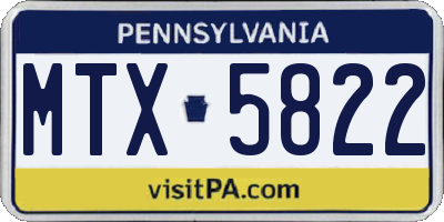 PA license plate MTX5822