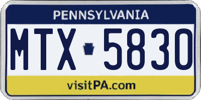 PA license plate MTX5830