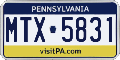 PA license plate MTX5831