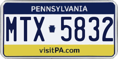 PA license plate MTX5832