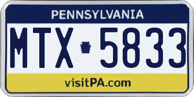 PA license plate MTX5833