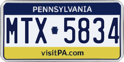 PA license plate MTX5834