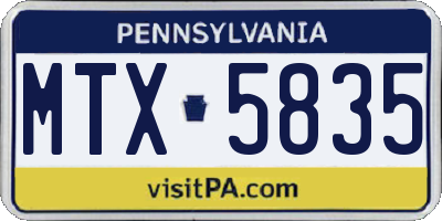 PA license plate MTX5835