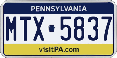 PA license plate MTX5837