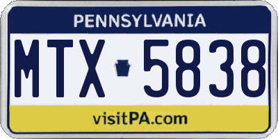 PA license plate MTX5838