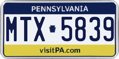 PA license plate MTX5839