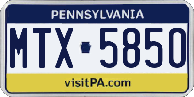 PA license plate MTX5850