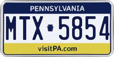 PA license plate MTX5854