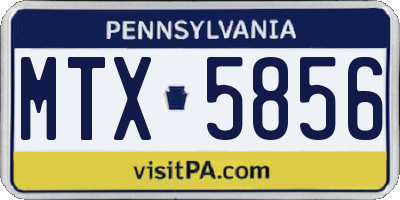 PA license plate MTX5856