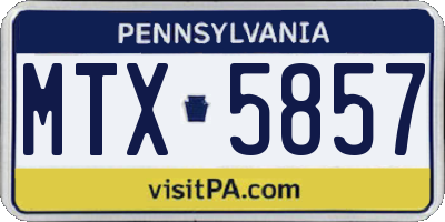 PA license plate MTX5857