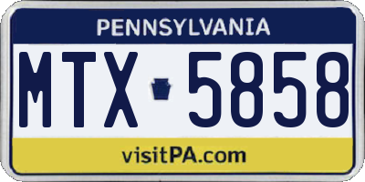PA license plate MTX5858