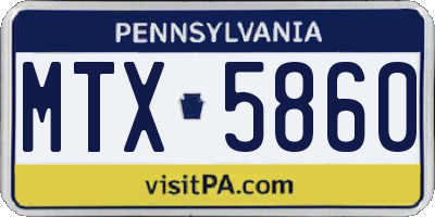PA license plate MTX5860